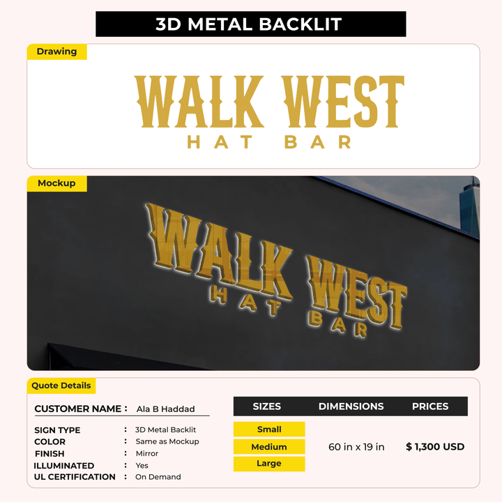 3d metal backlit for Ala B Haddad