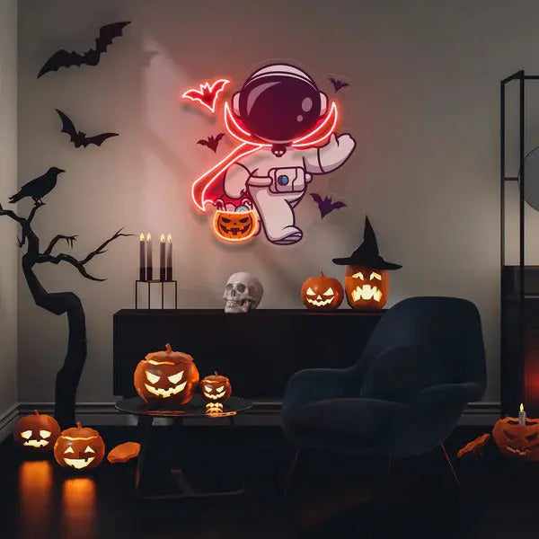 Astronaut Dracula Halloween Neon Sign by manhattanneons.com - Transform your space with Halloween Neon Sign