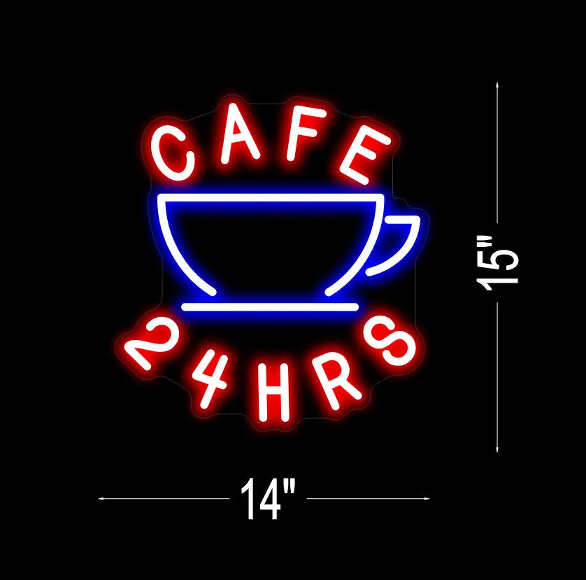 Cafe 24 Hours Neon Sign ManhattanNeons