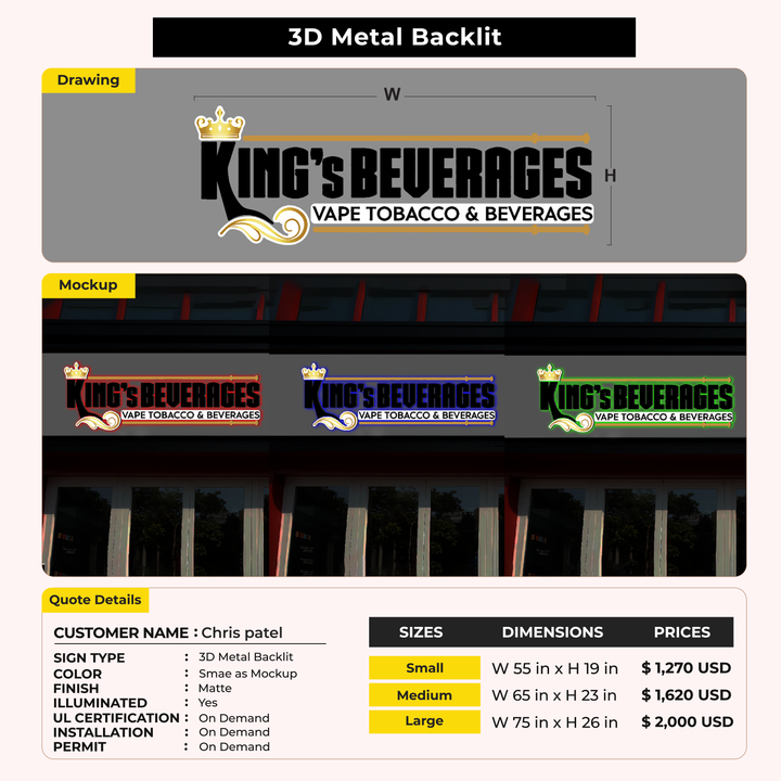 3D Metal Backlit For Chris patel