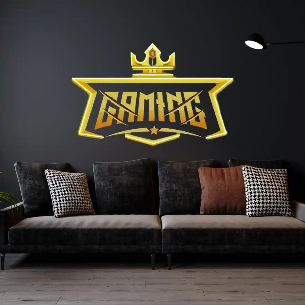 Crown Gaming UV Art LED Neon Sign in yellow colour by manhattanneons.com