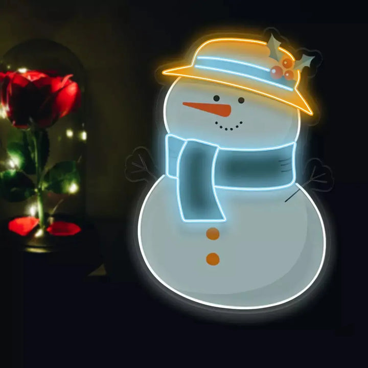 Cute Fluffy Snowman Neon UV Artwork for Christmas ManhattanNeons