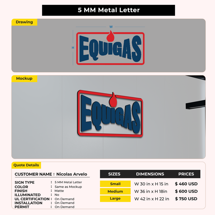 5mm Metal Sign For Nicolas Arvelo