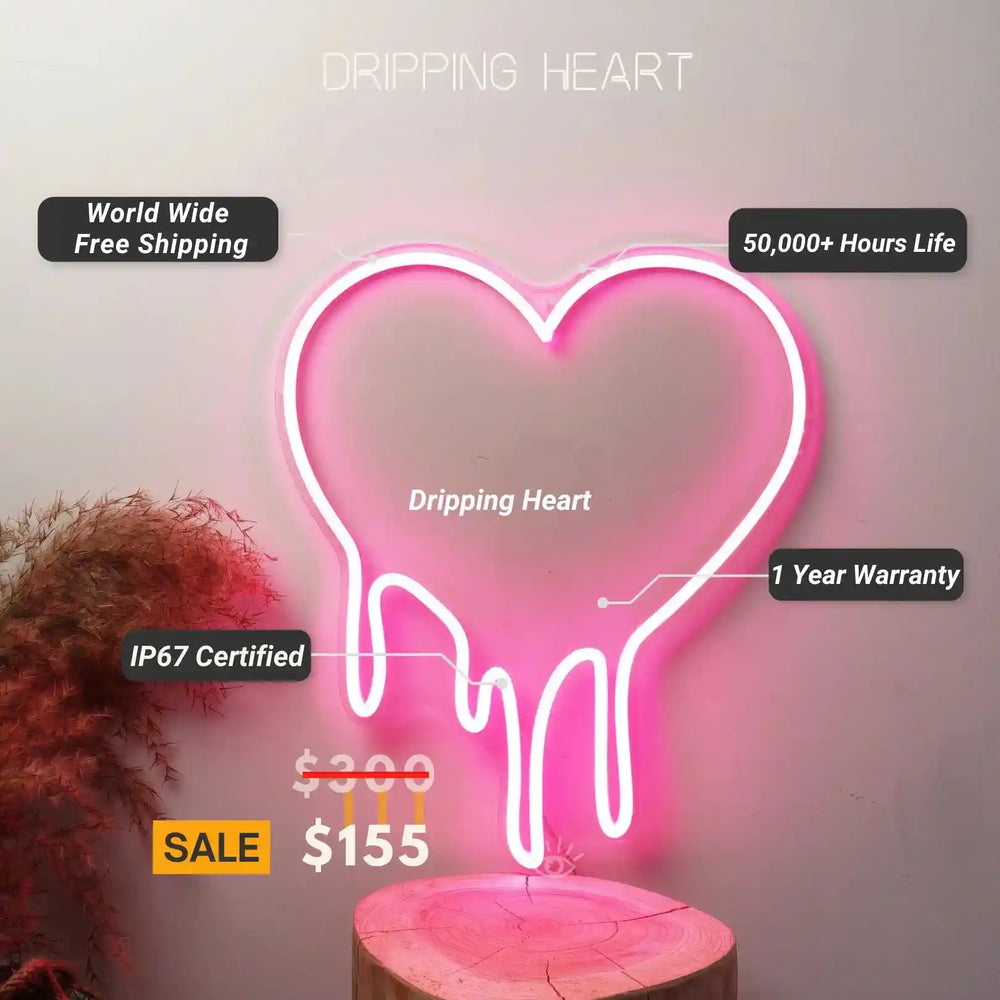 Dripping Heart Neon Sign | Love in Motion - from manhattonneons.com