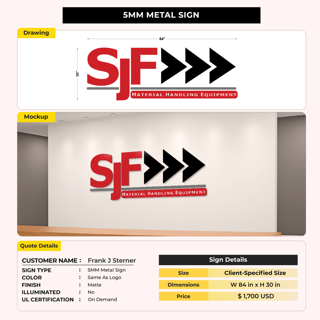 Custom Signs for Frank J Sterner