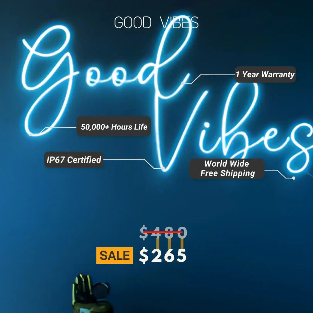 Good Vibes Trendy Neon Sign - Illuminate Positivity with Style - ManhattanNeons