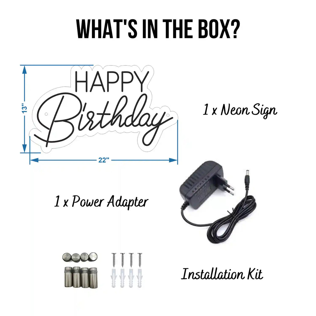 Happy Birthday Trendy Neon Sign | Radiant Celebration Illumination - from manhattonneons.com.