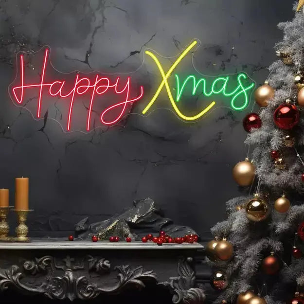 Happy XMAS Neon Sign | Festive Christmas Glow ManhattanNeons