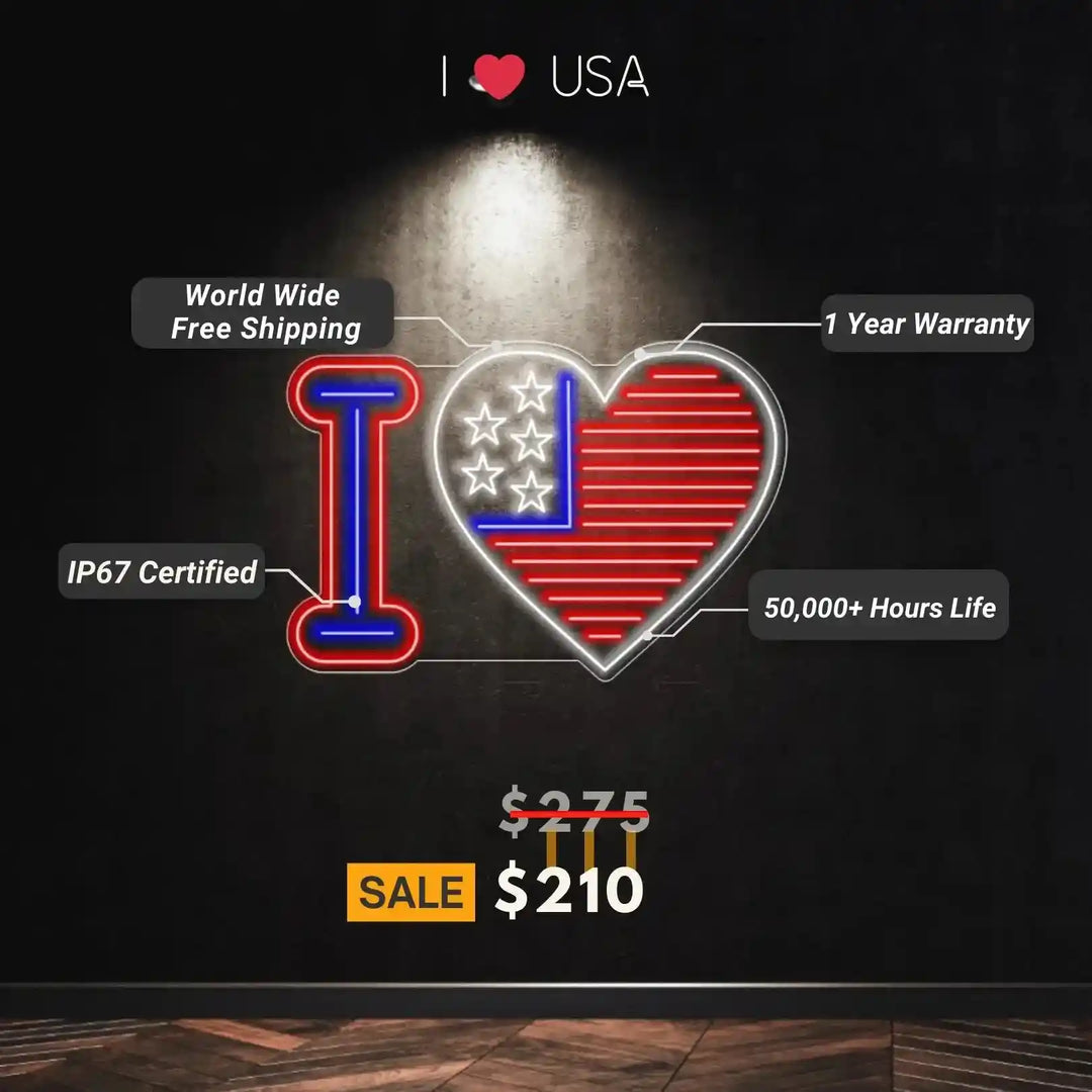 I ❤️ USA Neon Sign - Brighten Up Your Space with Patriotism - from manhattonneons.com.