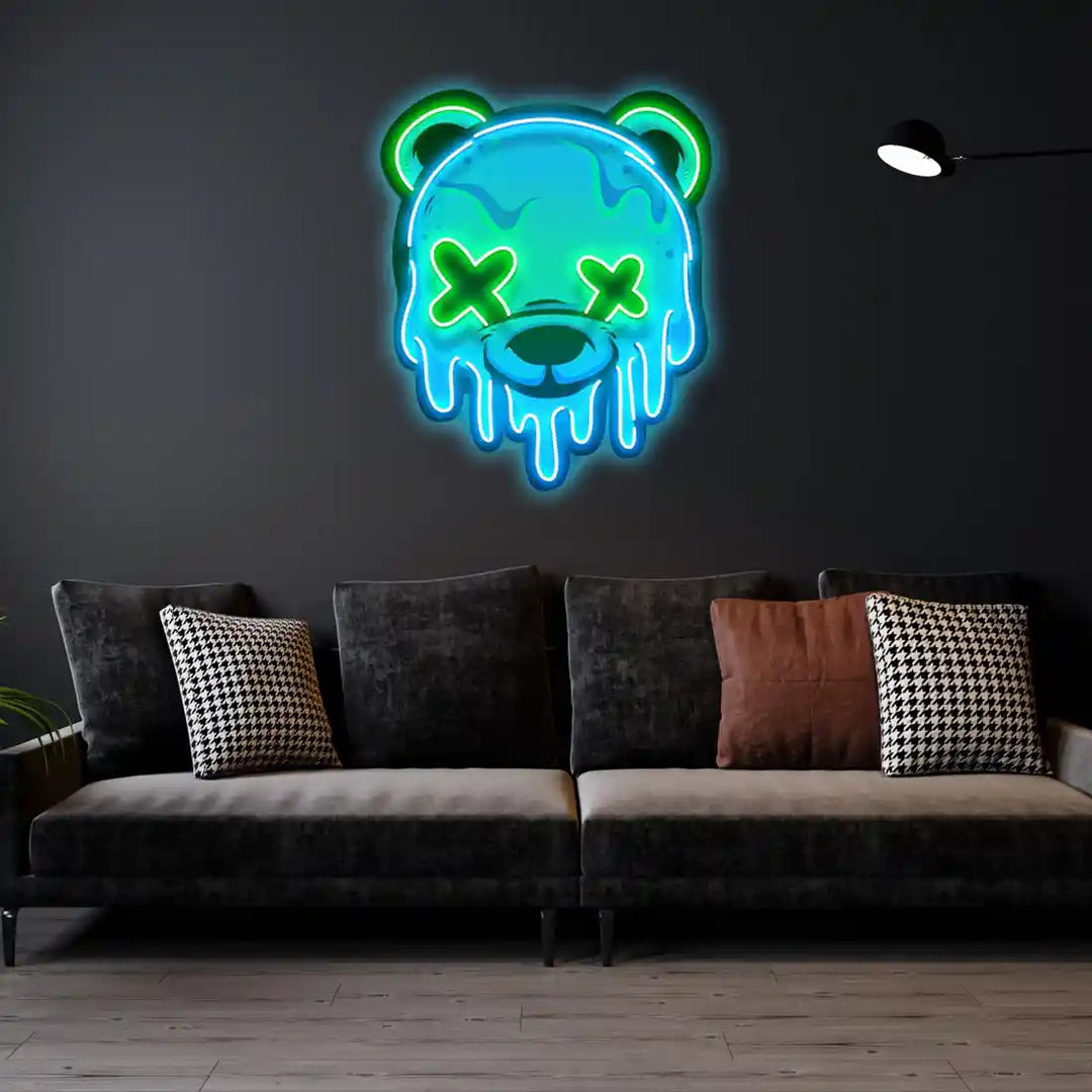 Ice Head Bear UV Art Led Neon Sign Acrylic Artwork