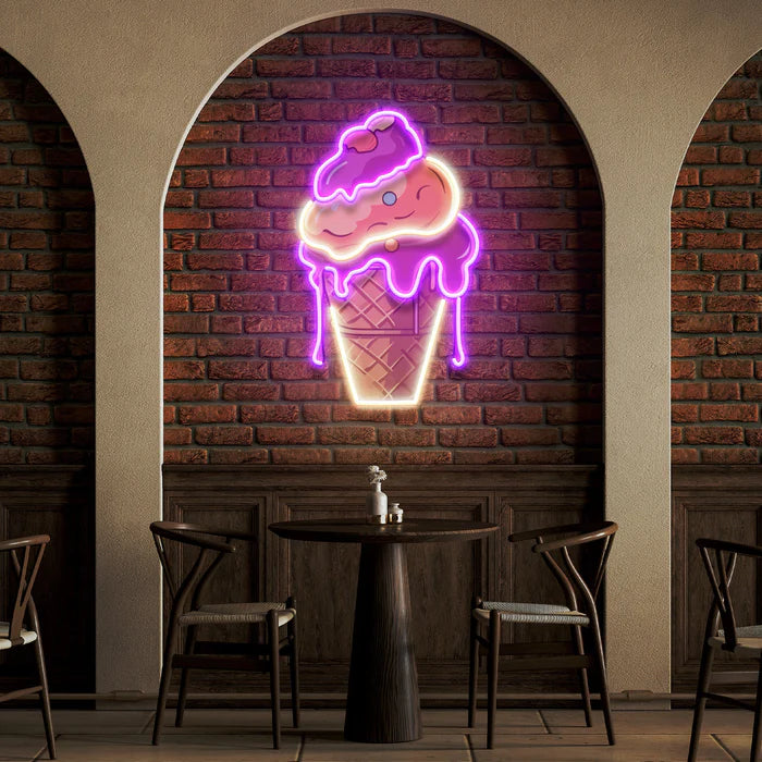 Illuminate Icecream Cones Cartoon UV Art Led Neon sign. Dive into the light with manhattanneons.com