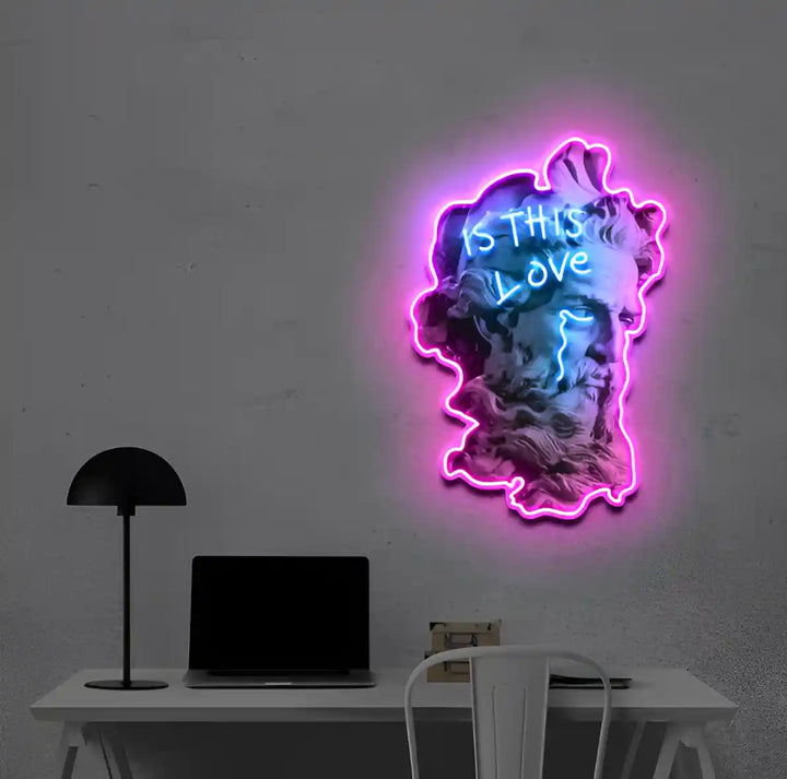 IS THIS LOVE UV ART LED NEON SIGN, bringing a burst of color and style to your space - from manhattanneons.com.