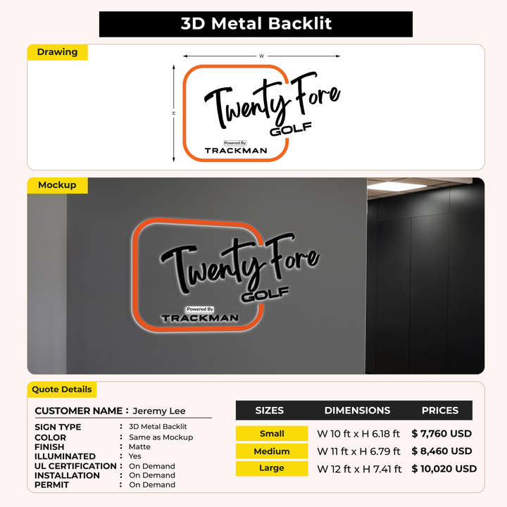 3D Metal Backlit For Jeremy Lee