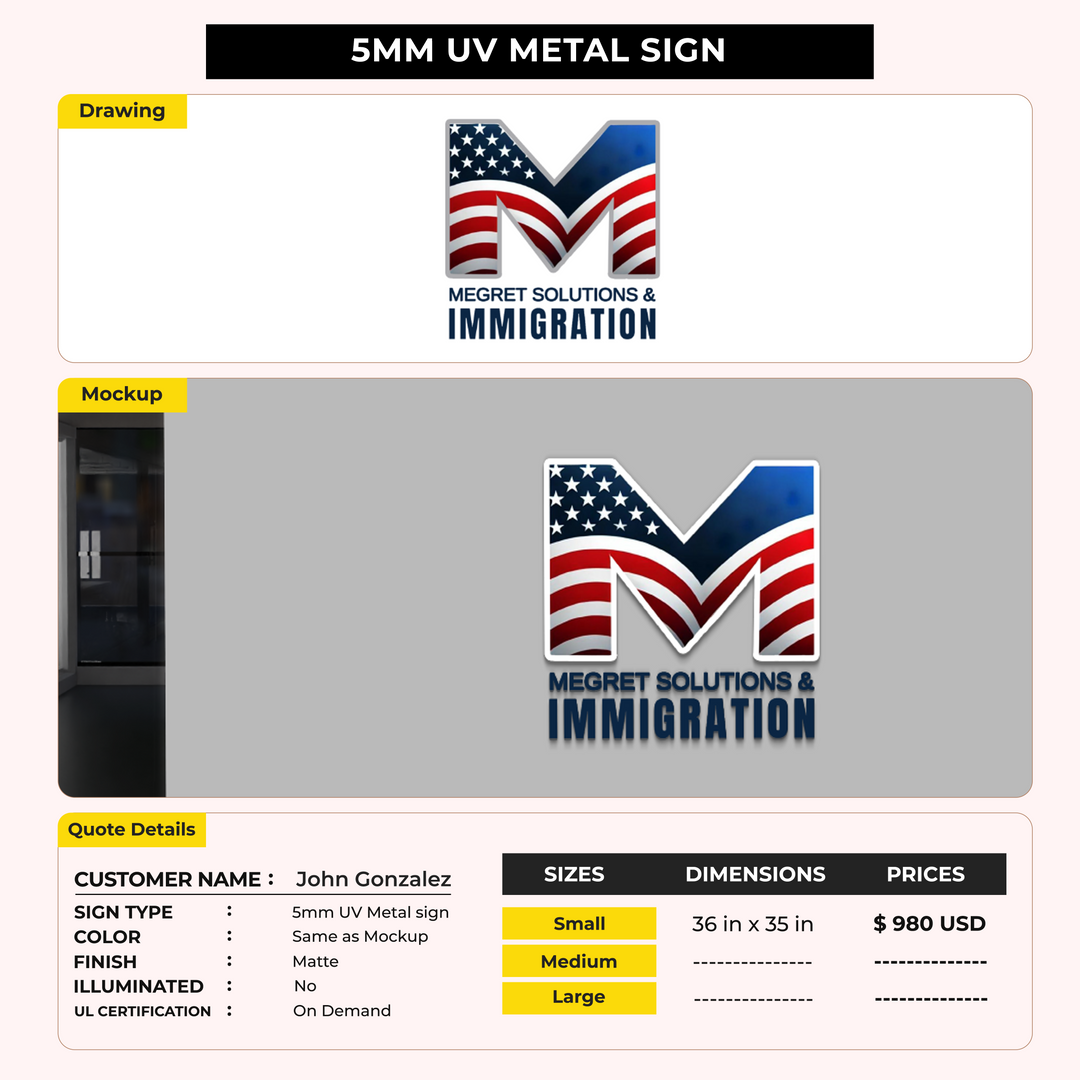 5MM UV Metal Sign for John Gonzalez