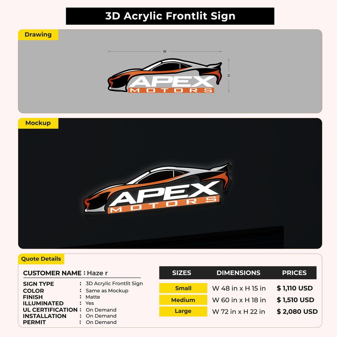 Acrylic Frontlit Sign for Haze r