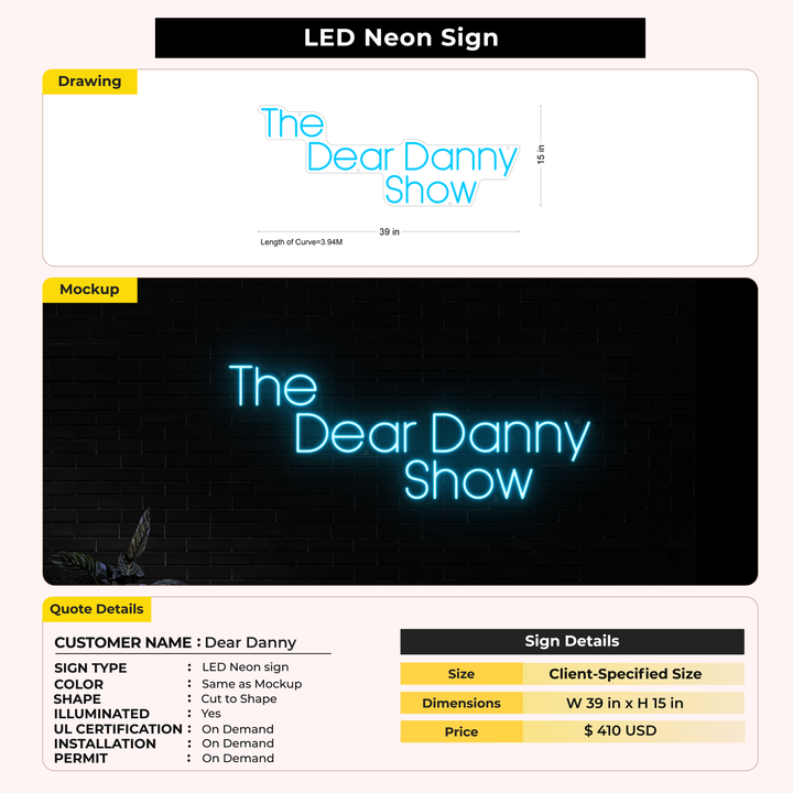 LED Neon Sign for Dear Danny