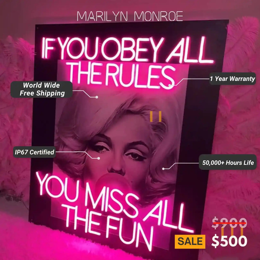 Marilyn Monroe UV ART LED NEON SIGN - Illuminate Your Space with Iconic Elegance, featuring POP ART UV style - ManhattanNeons.