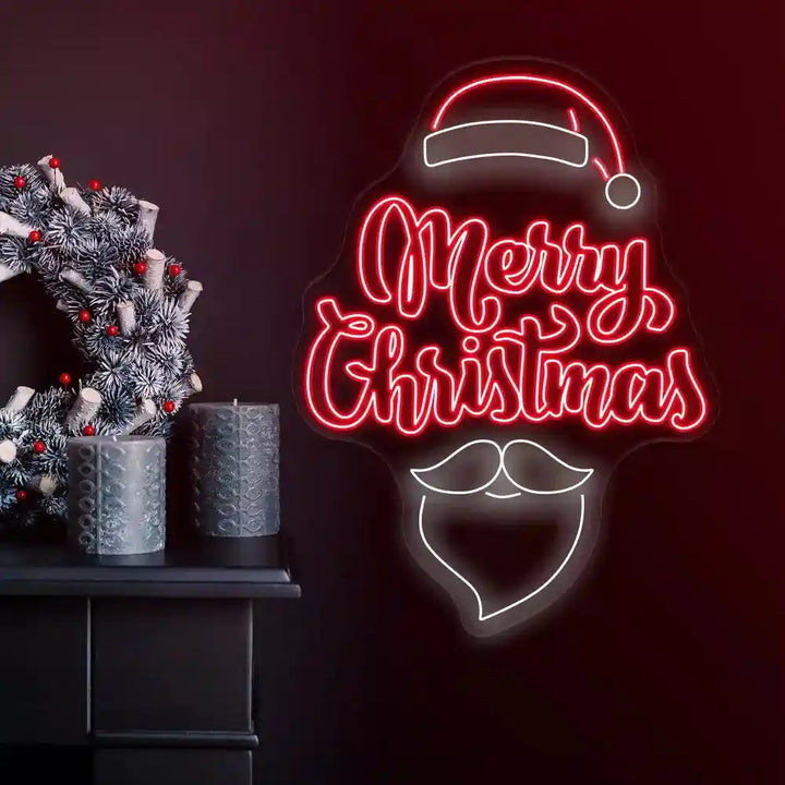 Merry Christmas Santa Neon Sign - Festive Holiday Decoration - from manhattonneons.com.