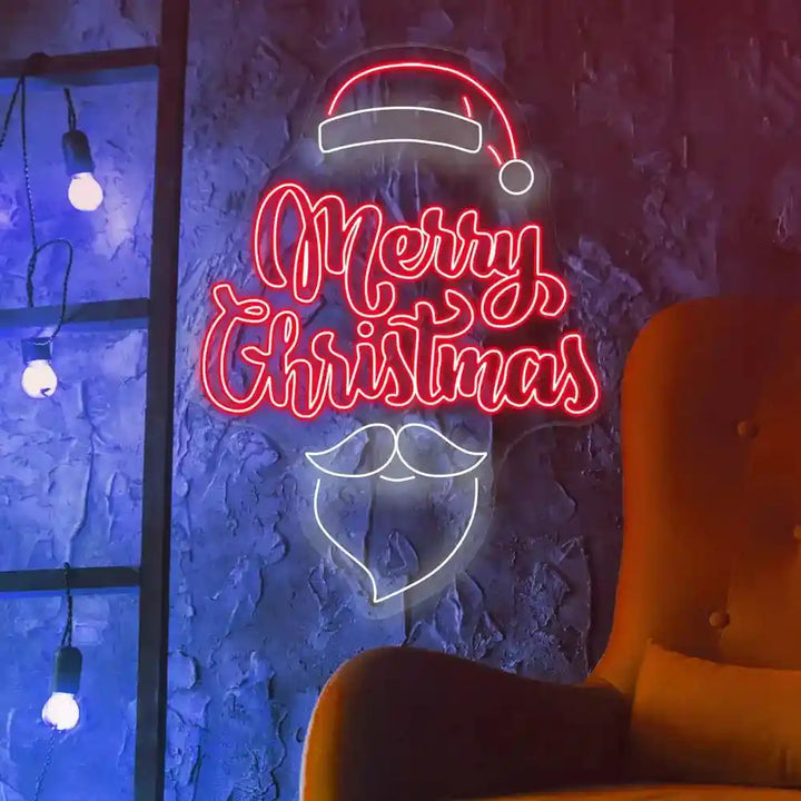 Merry Christmas Santa Neon Sign - Festive Holiday Decoration - from manhattonneons.com.