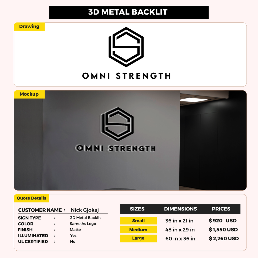 3d metal backlit for Nick Gjokaj