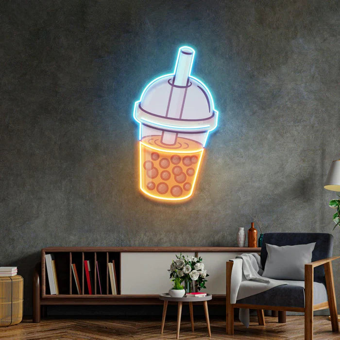 Illuminating Orange Milktea UV Art Led Neon sign - Illuminate your space with vibrant colors! manhattanneons.com