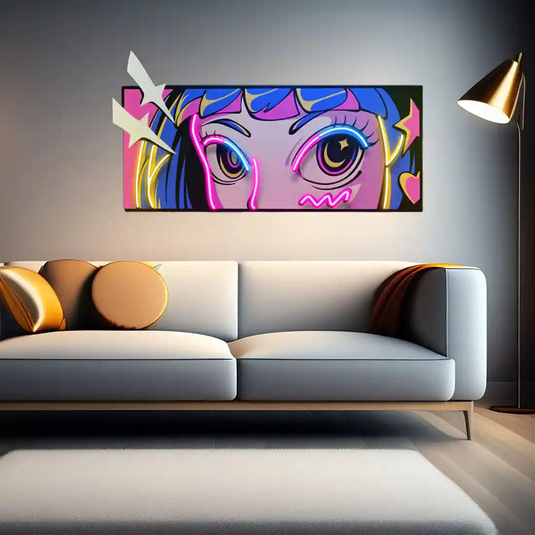 Radiant Gaze UV Art LED Neon Sign in blue,pink and yellow colour by manhattanneons.com