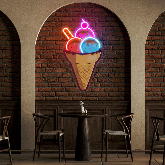 Depicting Rainbow Ice Cream Cones UV art led neon sign. Get yours at manhattanneons.com