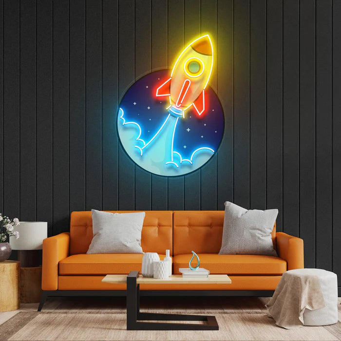 Rocket UV Art Led Neon sign Acrylic Artwork - Illuminate Your Room with Vibrant Glow | manhattanneons.com