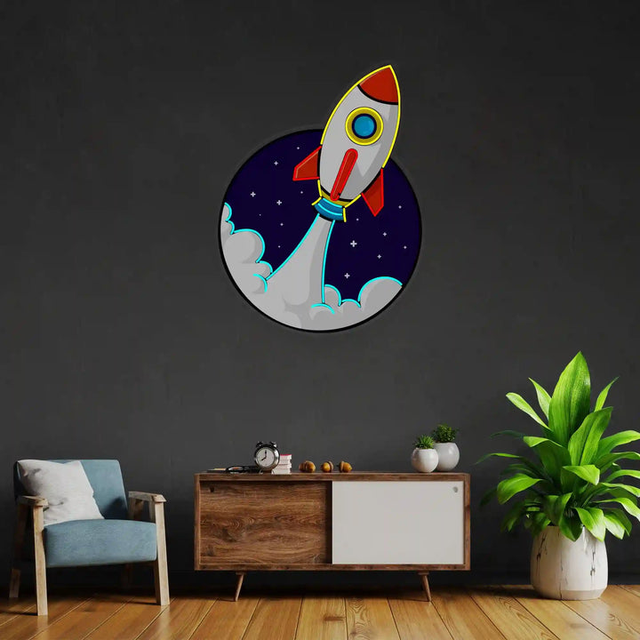 Rocket UV Art Led Neon sign Acrylic Artwork - Illuminate Your Room with Vibrant Glow | manhattanneons.com