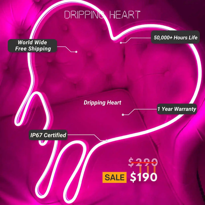 Romantic Dripping Heart Trendy Neon Sign - Illuminate Your Love ManhattanNeons with a Touch of Magic