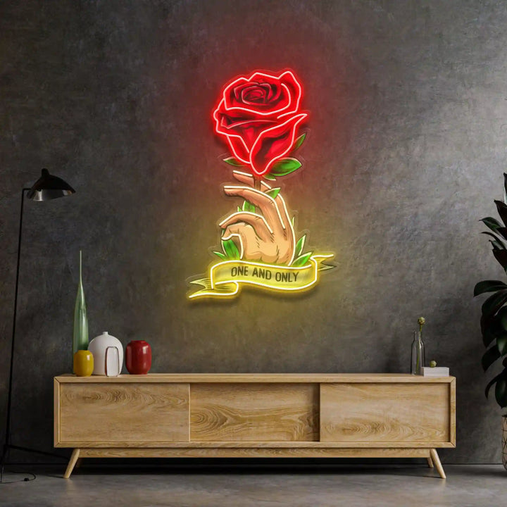 Roses Gift UV Art LED Neon Sign in red and yellow colour by manhattanneons.com