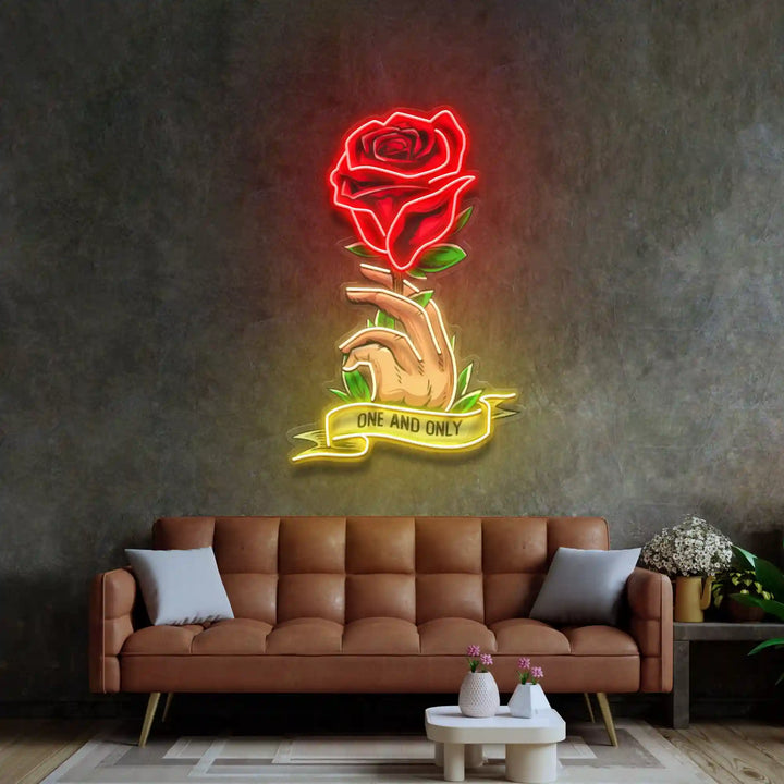 Roses Gift UV Art LED Neon Sign in red and yellow colour by manhattanneons.com