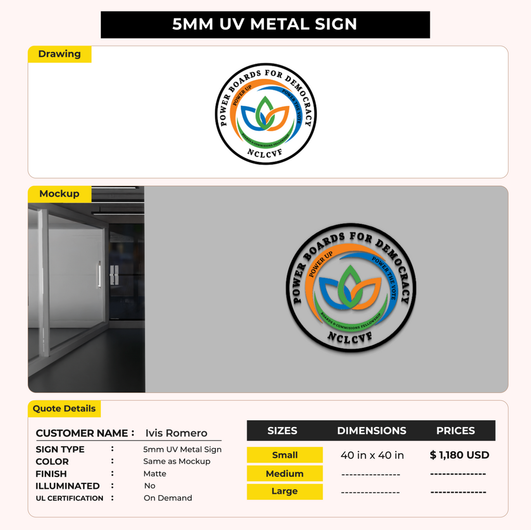 5MM UV Metal Sign for Ivis Romero