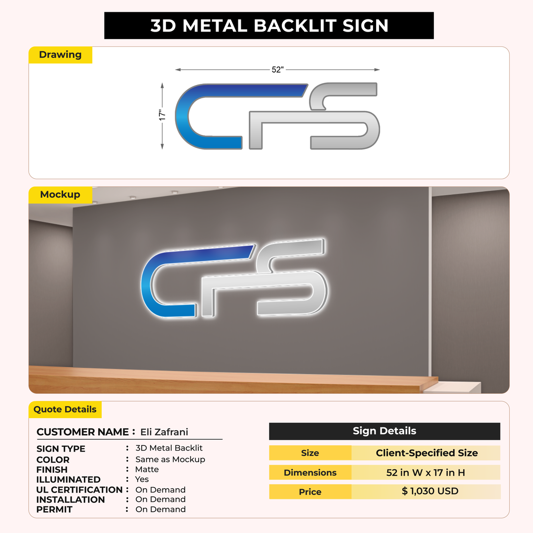 Business signage for Eli Zafrani