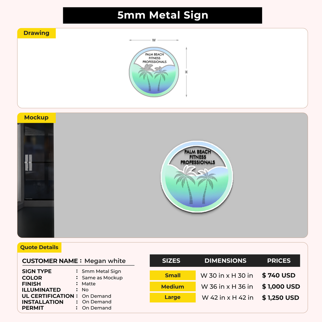 5MM Metal Sign For Megan white