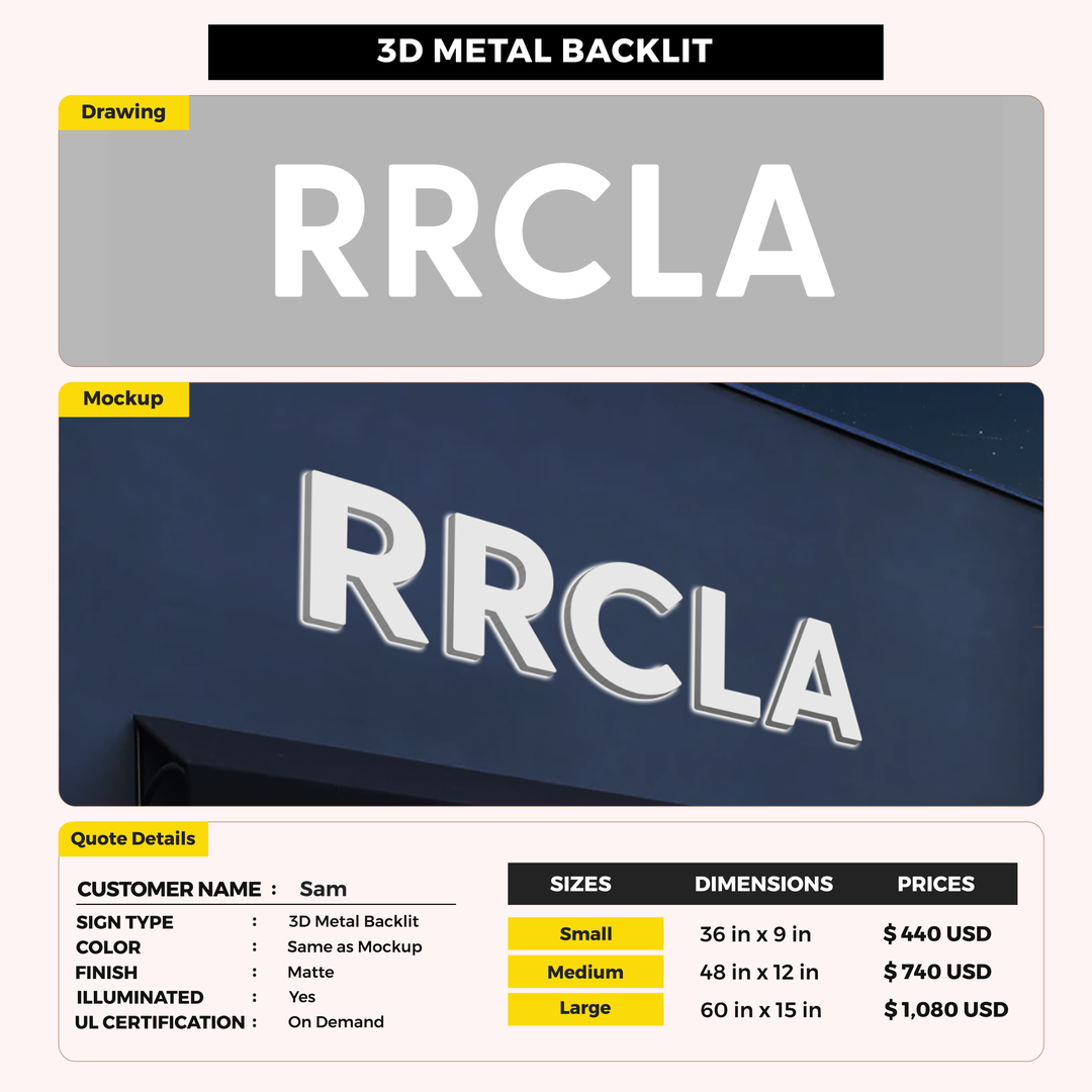 3d metal backlit for Sam