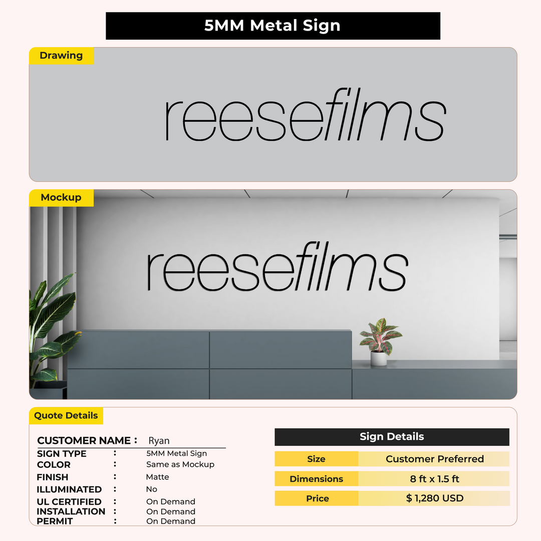 5MM Metal Sign for Ryan