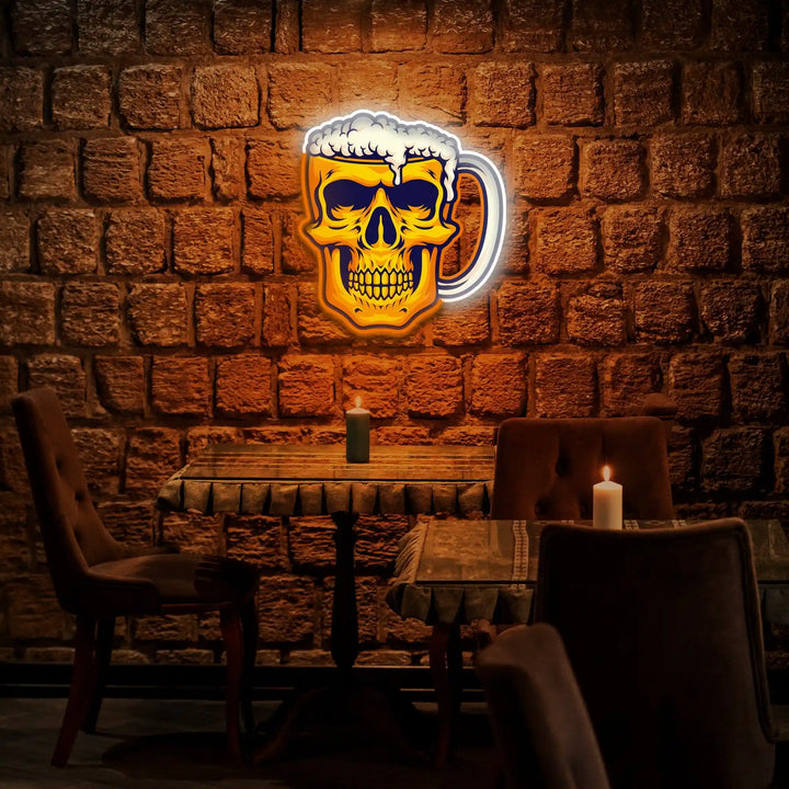 Skull Beer Neon Art - A Radiant UV Light LED Masterpiece - from manhattonneons.com.