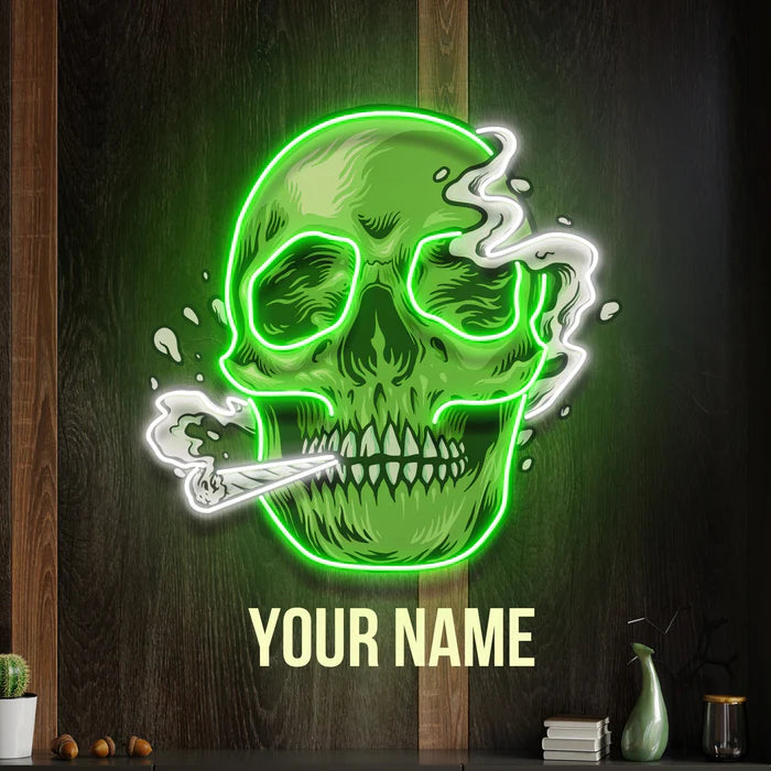 Illuminate Smoking Weed Green Skull UV art led neon sign. Get yours at manhattanneons.com