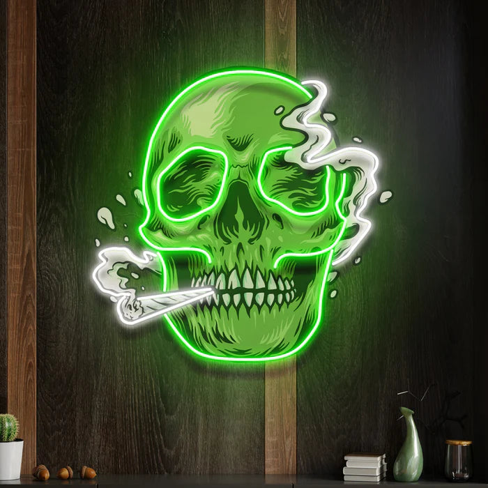 Illuminate Smoking Weed Green Skull UV art led neon sign. Get yours at manhattanneons.com