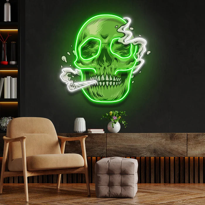 Illuminate Smoking Weed Green Skull UV art led neon sign. Get yours at manhattanneons.com