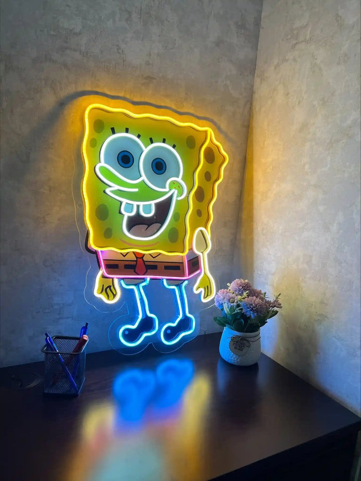 Experience the underwater charm with SPONGEBOB SQUAREPANTSUV ART LED NEON SIGN - a nautical delight from ManhattanNeons.