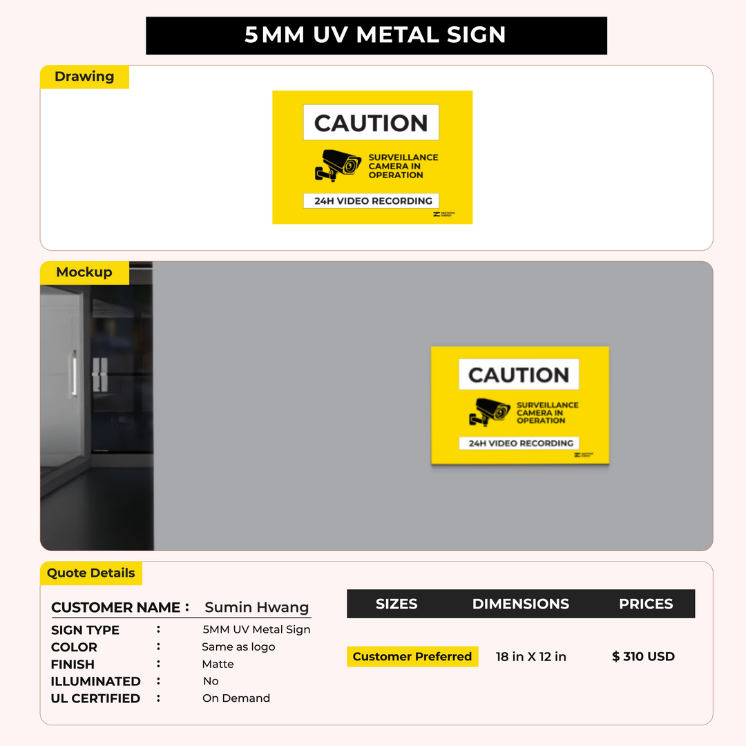 5mm UV Metal Sign for Sumin Hwang