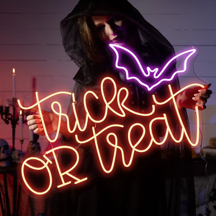 Trick or Treat trendy neon sign - Spooky Halloween vibes - from manhattonneons.com.