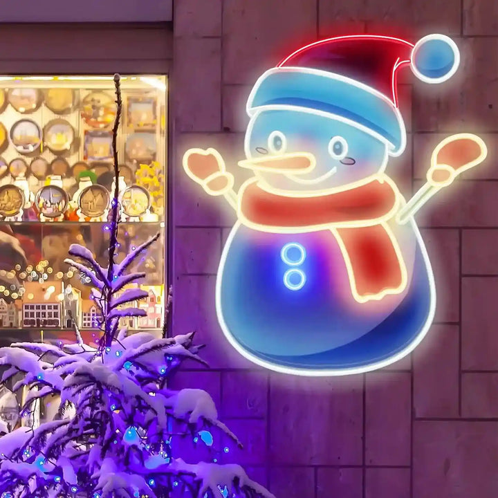 UV Neon Snowman Sign for Christmas - Vibrant Holiday Decor - from manhattonneons.com.