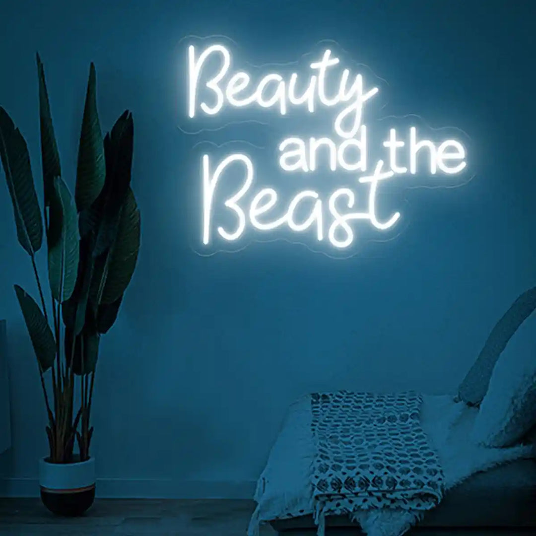 Beauty and Beast Wedding Neon Sign - A captivating blend of elegance and strength, reminiscent of a timeless tale, perfect for wedding decor - from manhattonneons.com