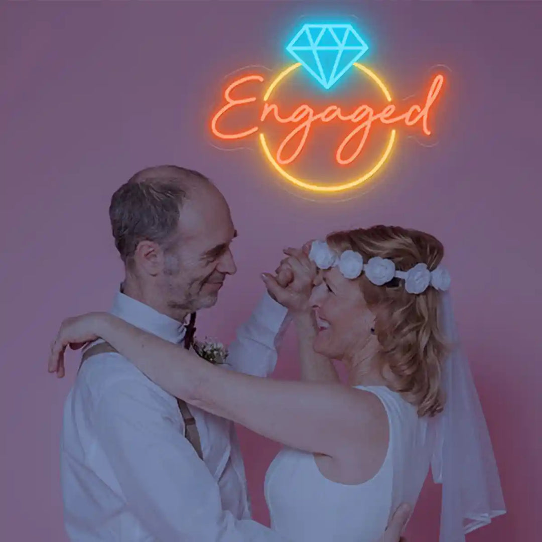 Engagement Ring Wedding Neon Sign - A sparkling beacon of commitment, illuminating the path to forever - from manhattonneons.com