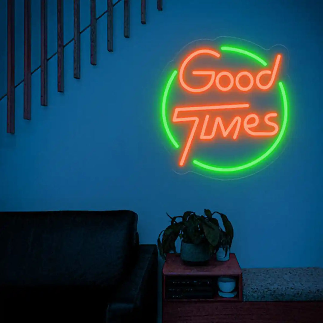 Wedding Neon Sign: Good Times - A vibrant tribute to joyful moments, illuminating celebrations with its lively glow - from manhattonneons.com