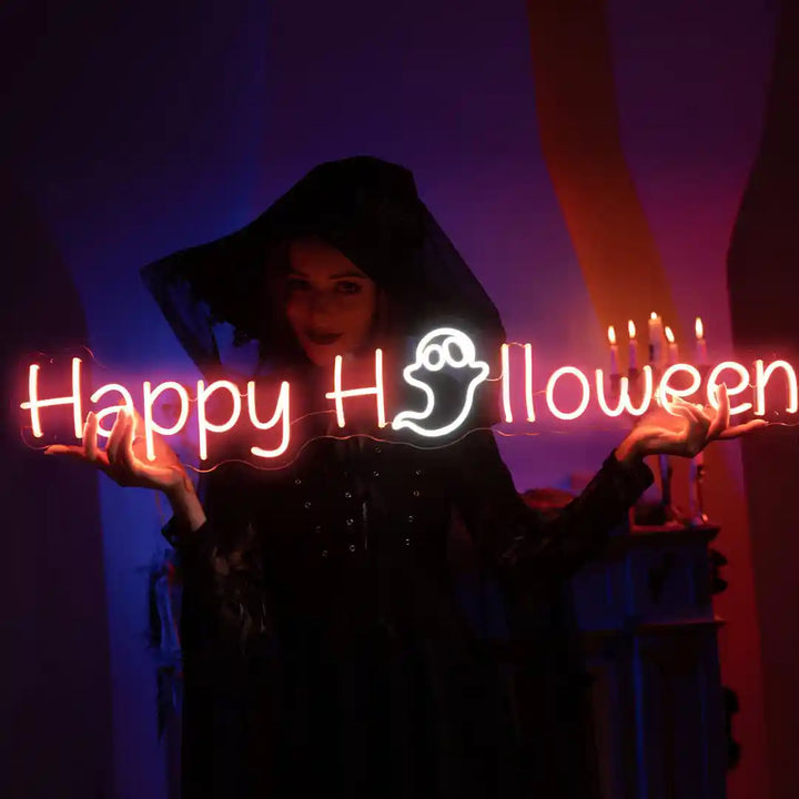 Happy Halloween LED Neon Sign by manhattanneons.com - Transform your space with Halloween LED Neon Sign