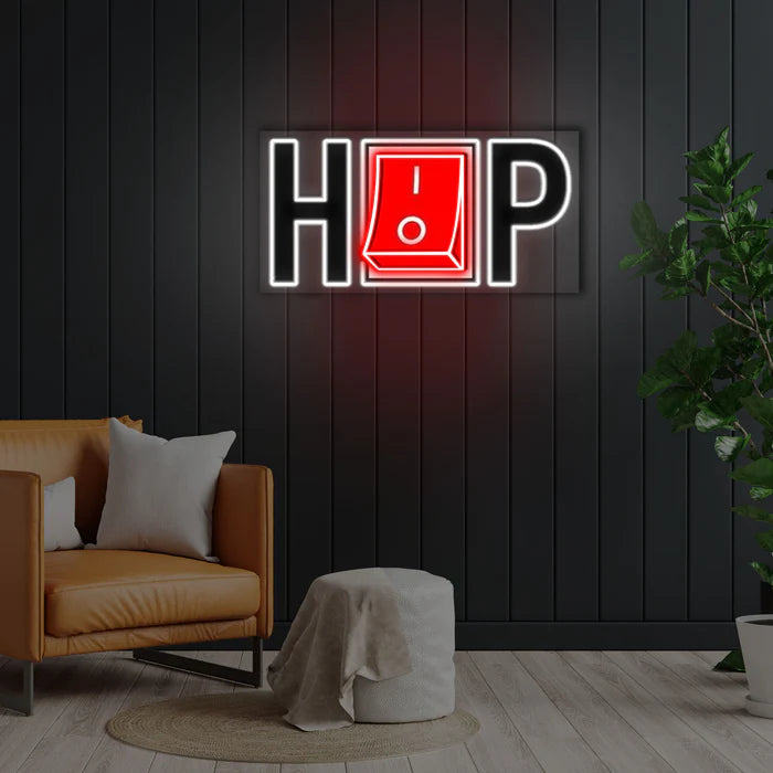 HIPHOP UV Art LED Neon Sign in black and red colour by manhattanneons.com